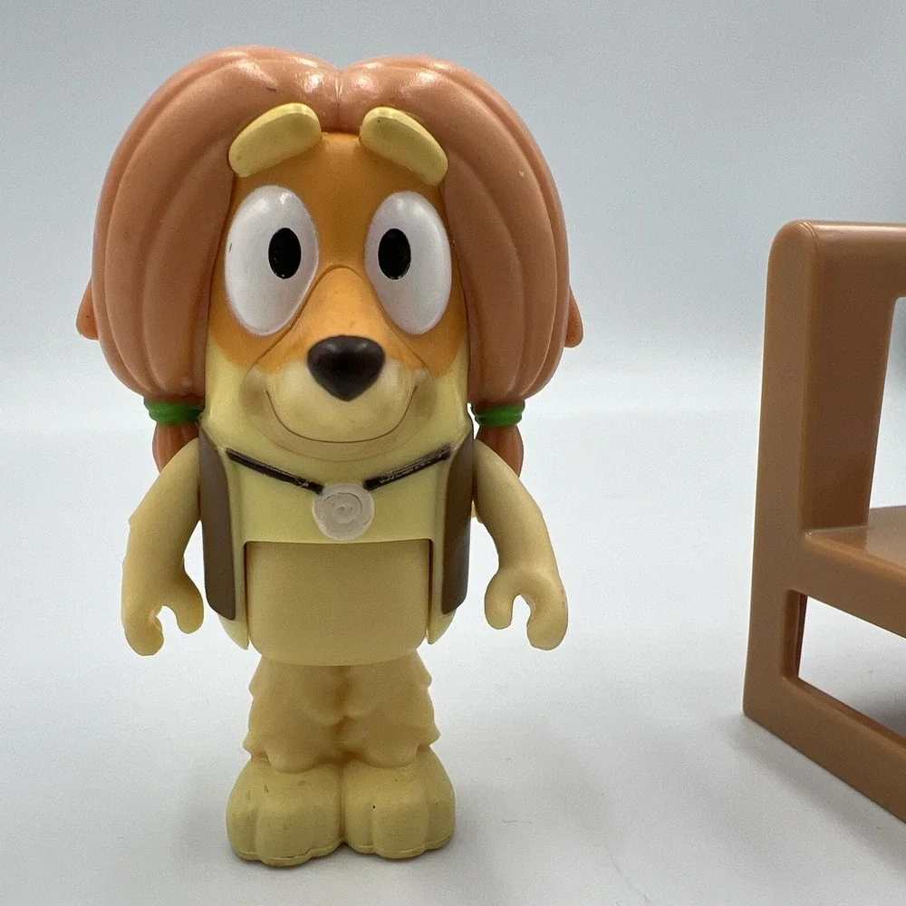 Indy Bluey Action Figure Toy Cartoon Dog Hippie Afghan Hound With Seat Accessory